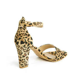 (6844) Leopard Ankle-strap Heels